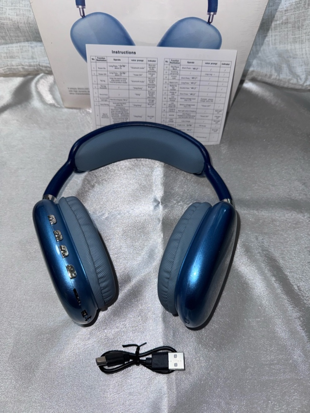 P9 Pro Max Over-Ear Wireless Headphones in Blue, NEW - Picture 6 of 15